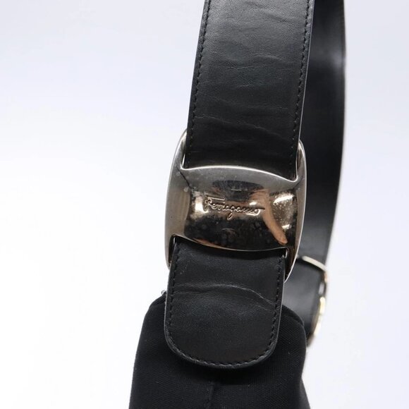 Salvatore Ferragamo Vala Shoulder Bag Canvas Black Silver Auth - Picture 10 of 16